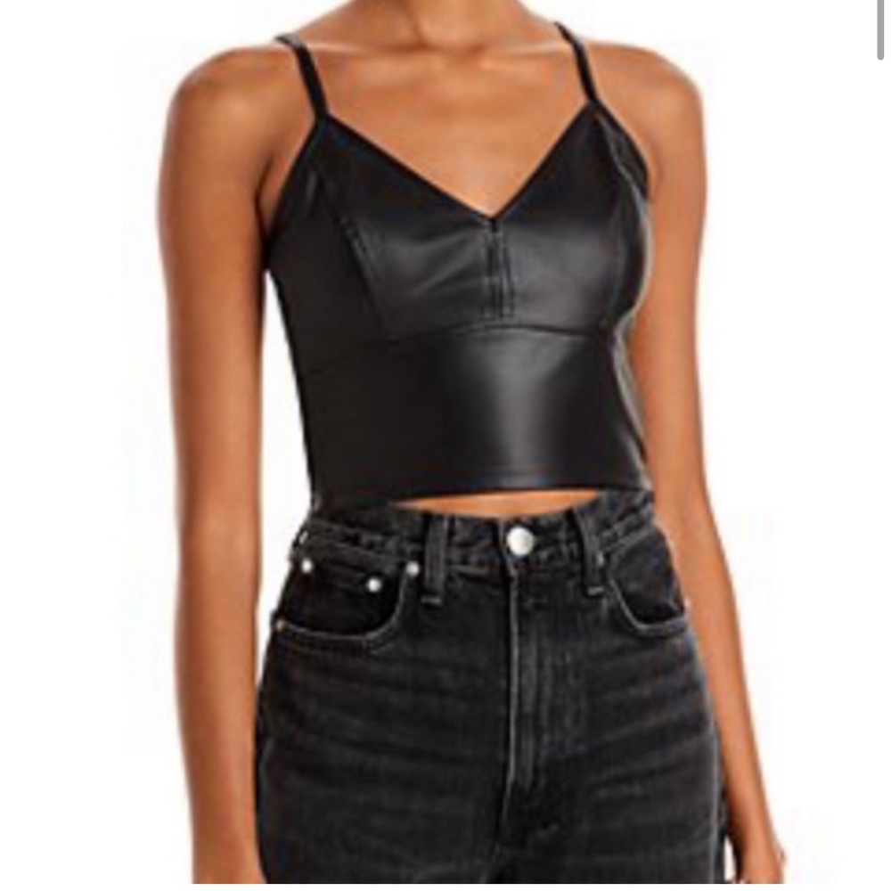 Aqua faux leather crop top